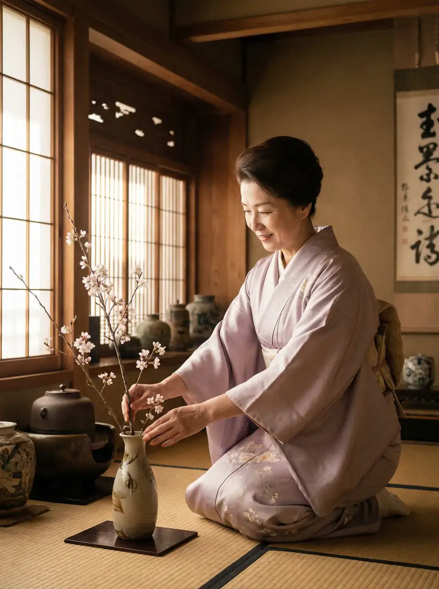 一位优雅的 [18禁]18禁最新入口_最新18禁电影 在和室中插花